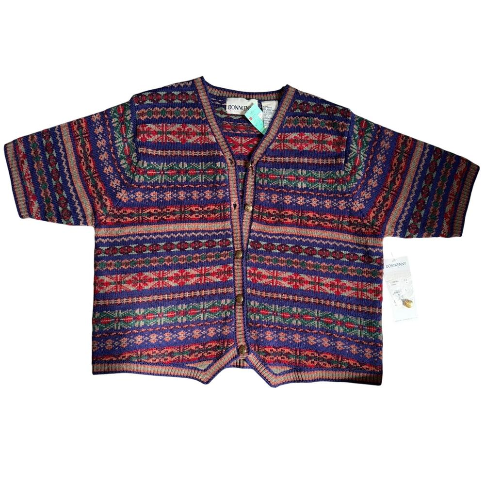 Vintage 1990s Donn Kenny Knitted Button Up Blazer Sweater Cardigan Women’s L NWT
